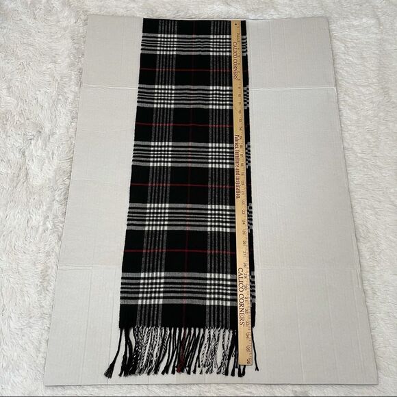 Cashmere Feel Black Plaid Neck Scarf Soft Comfy Cozy Warm Dark Goth Grunge 70x12 - Picture 5 of 6
